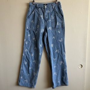 SIMPLE SOCIETY 90's Y2K Butterfly Print Baggy Denim Jeans Size 5/27